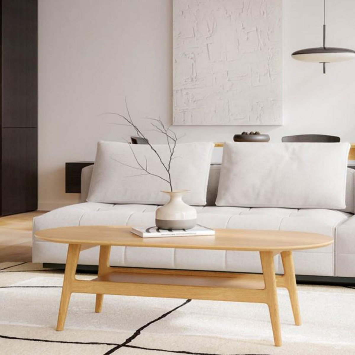 Paris Prix Table Basse en Bois  Courbée  130cm Chêne