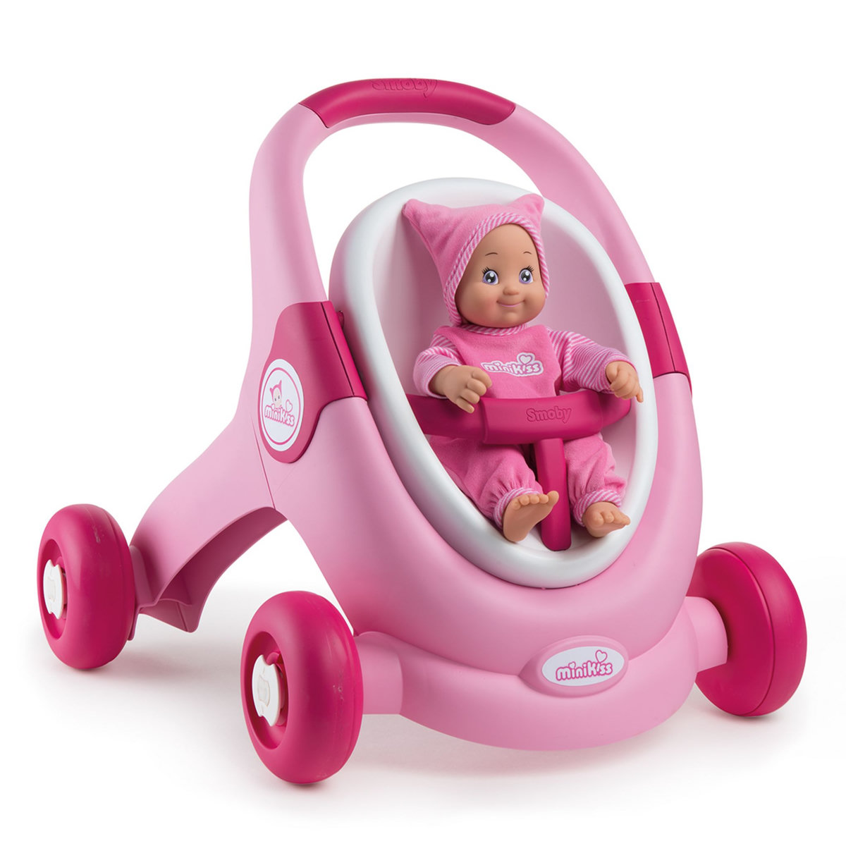 SMOBY Trotteur poussette pour poupée 3 en 1 Minikiss