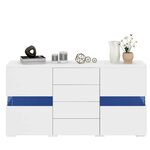 MERAX Buffet 2 porte(s) 4 tiroir(s) - 145 cm blanc led mdf