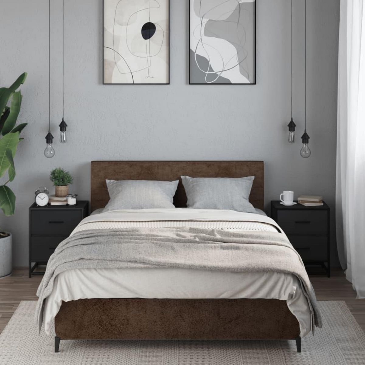 VIDAXL Tables de chevet 2 pcs noir 40x31x50 cm bois d'ingenierie