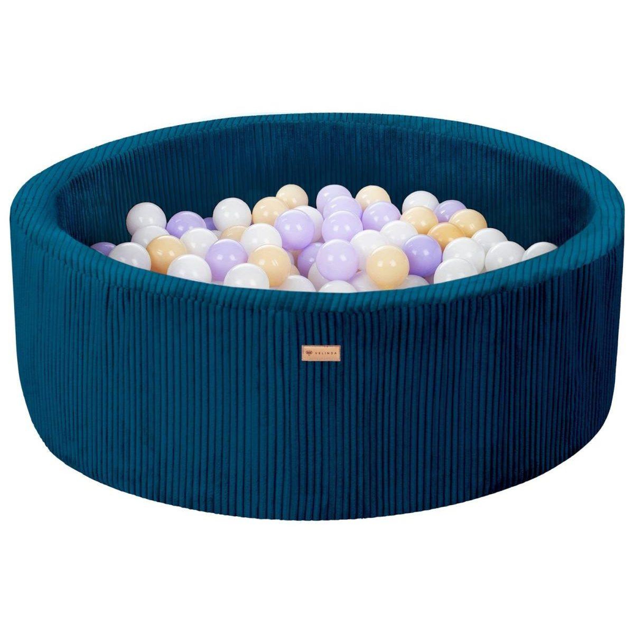 VELINDA Piscine à balles en velours côtelé avec 300 balles, diamètre env. 90 cm — bleu marine