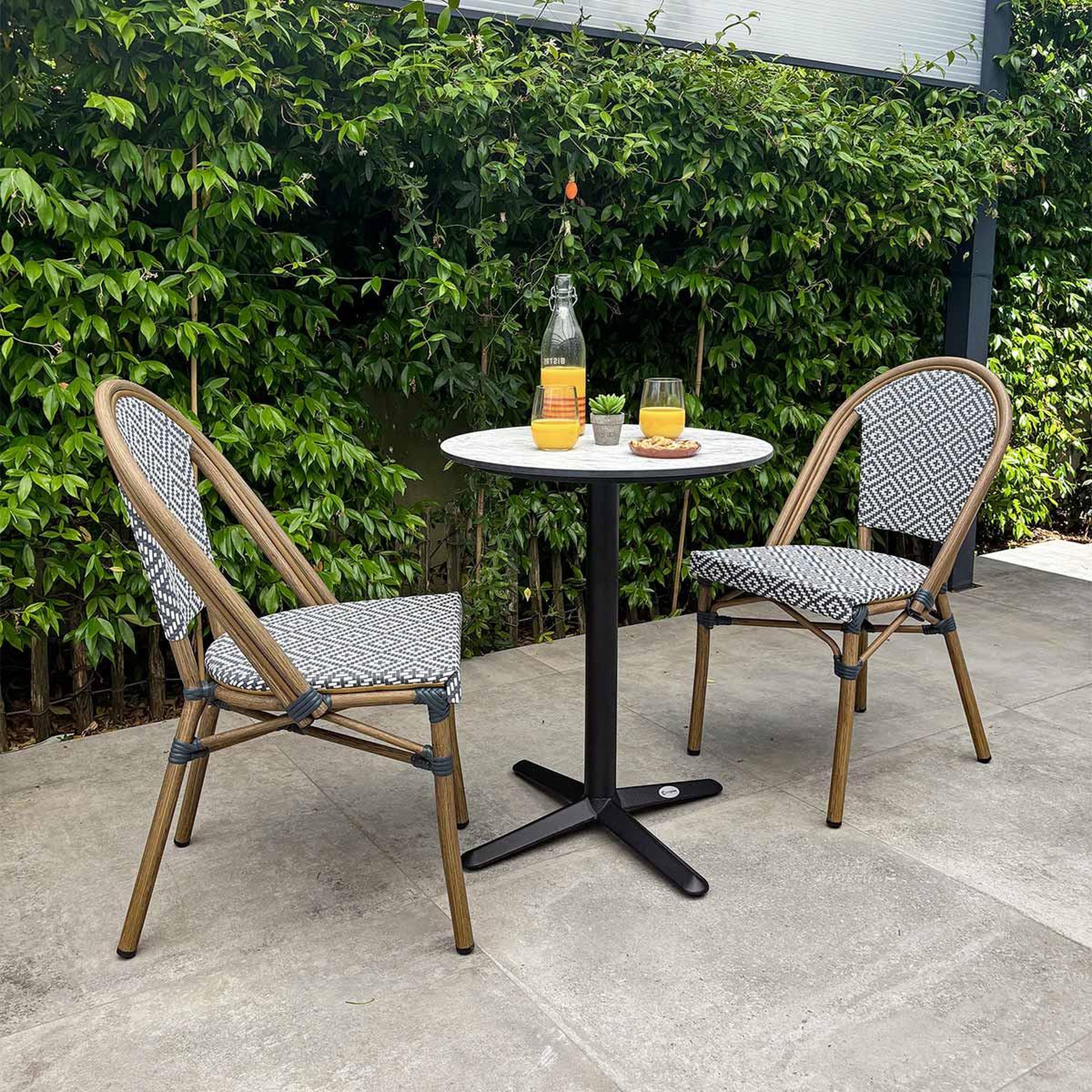 Voir la diapositive 2 : Paris Prix Ensemble table de jardin & 2 chaises  bistro  60cm bleu