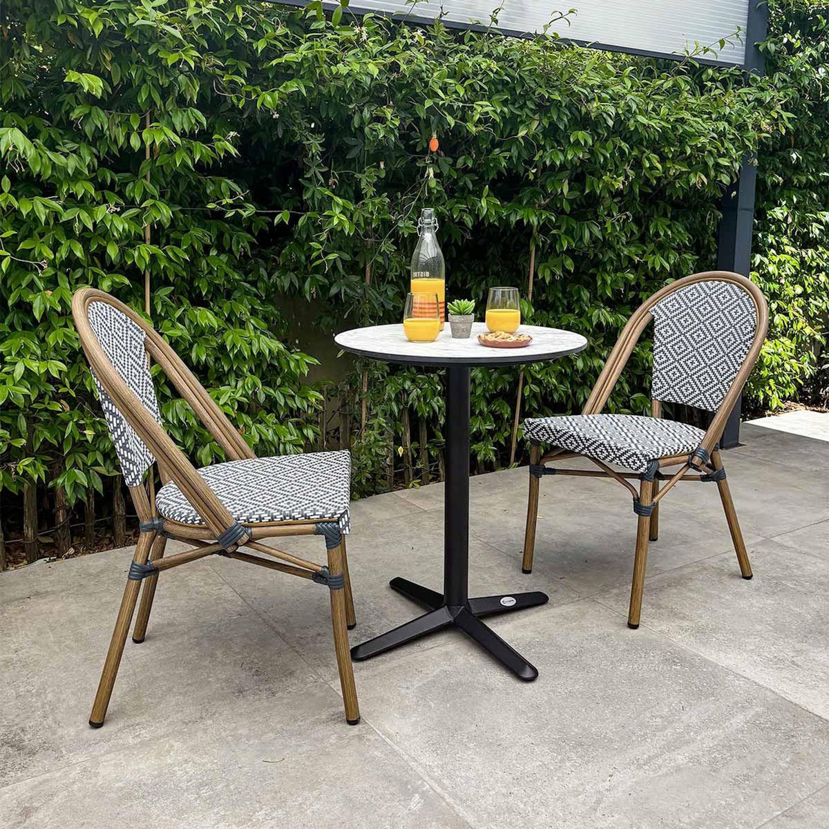 Paris Prix Ensemble Table de Jardin & 2 Chaises  Bistro  60cm Bleu