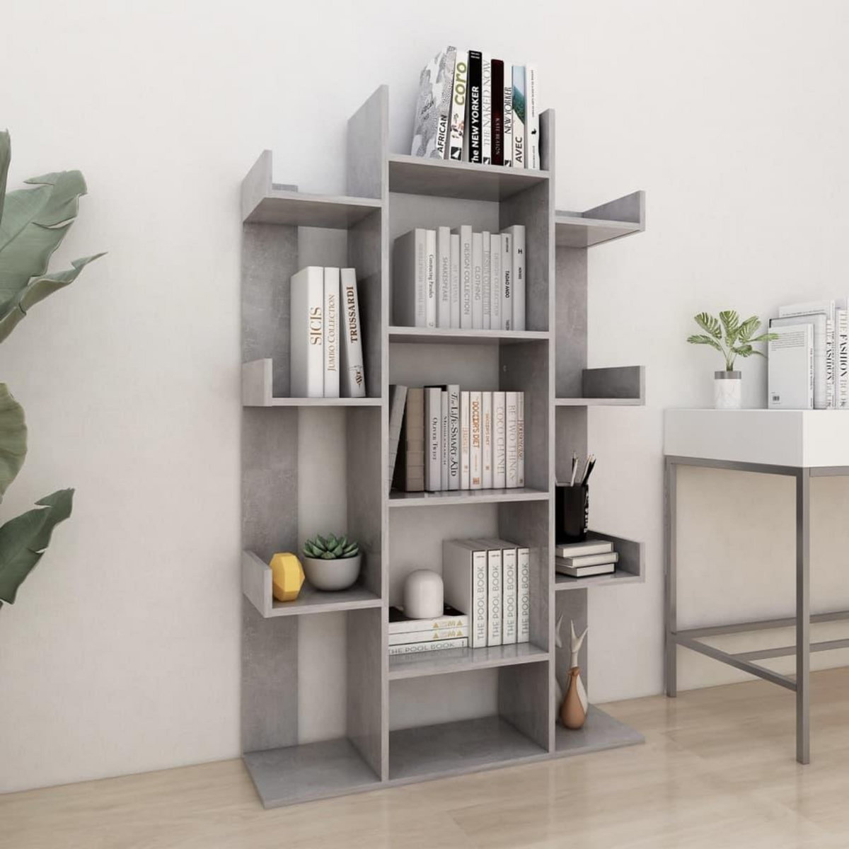 VIDAXL Bibliotheque Gris beton 86x25,5x140 cm Bois d'ingenierie