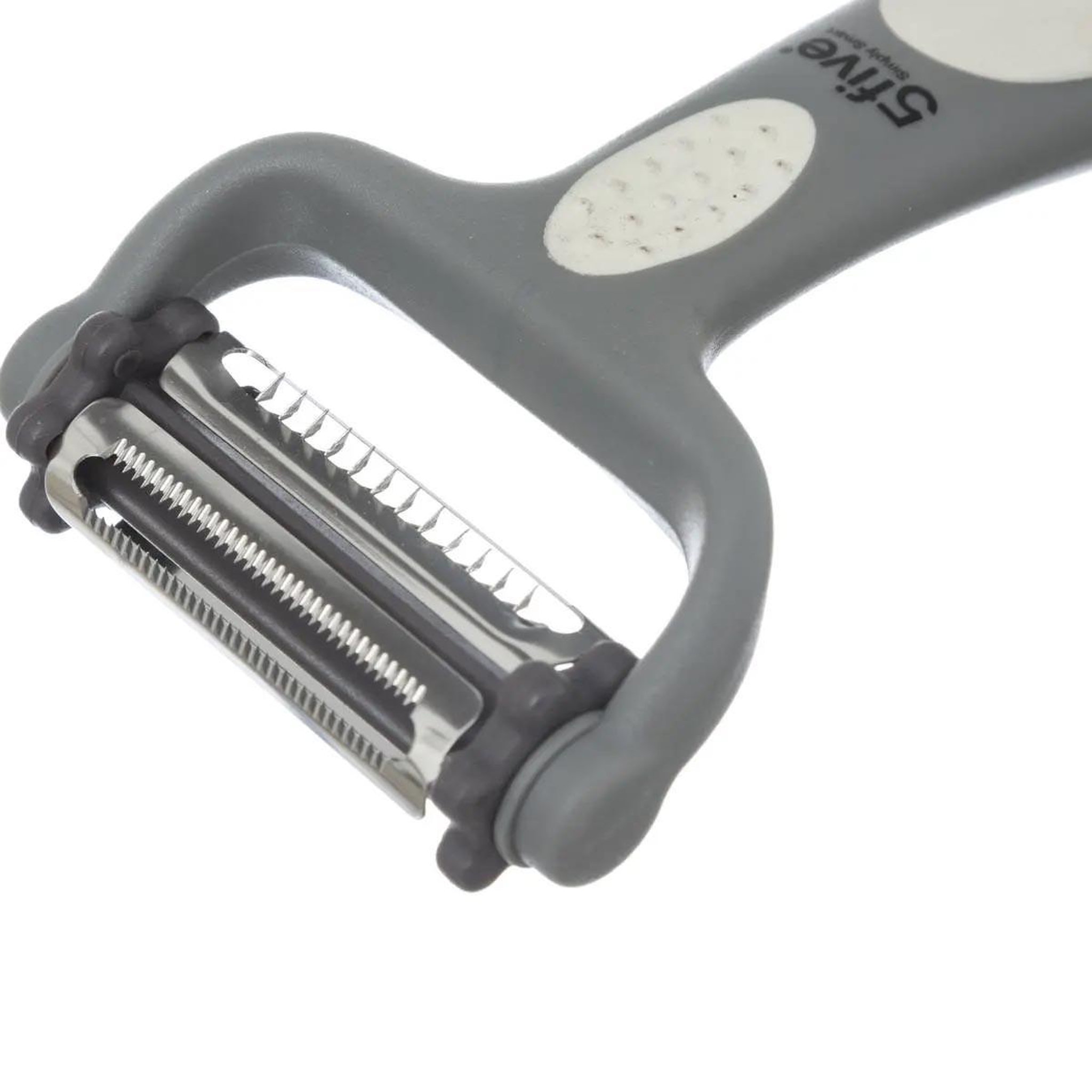 Voir la diapositive 5 : FIVE Éplucheur 3 lames en acier  rasoir  15cm gris