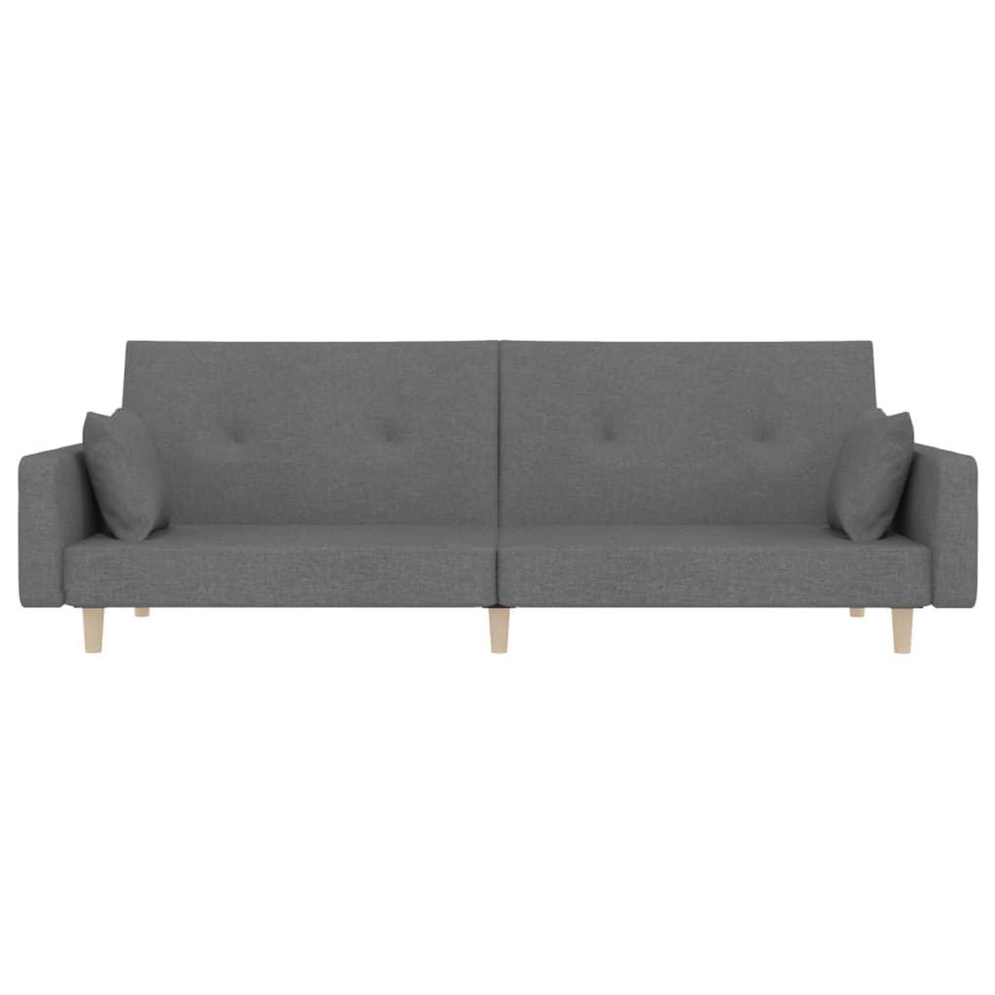 Voir la diapositive 5 : VIDAXL Canape-lit a 2 places avec deux oreillers gris clair tissu
