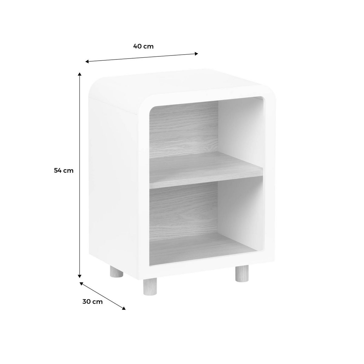SWEEEK Table de chevet effet bois blanc et naturel. 2 niches