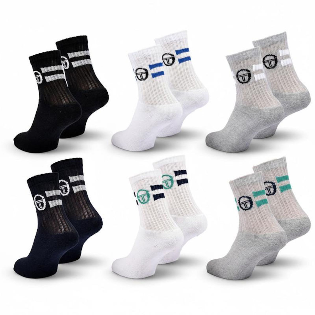 SERGIO TACCHINI Sergio Tacchini Pack de Chaussettes enfant Tennis Crew Lot de 6 Paires