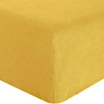 BATON ROUGE Drap housse 100% lin lavé. Coloris disponibles : Jaune, Vert, Violet, Bleu, Rouge, Marron