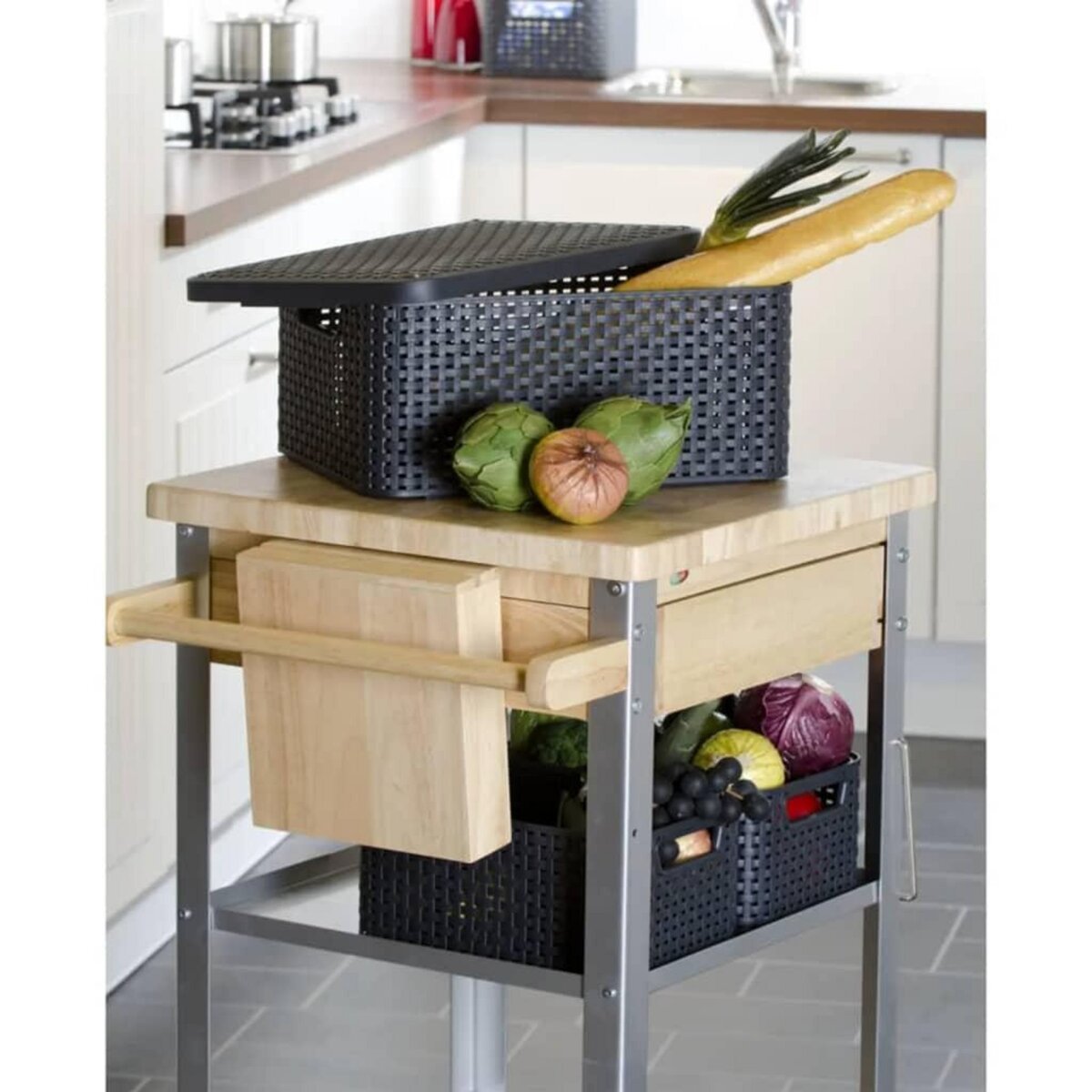 CURVER Curver Boîte de rangement avec couvercle Style M 18L Argente metallise