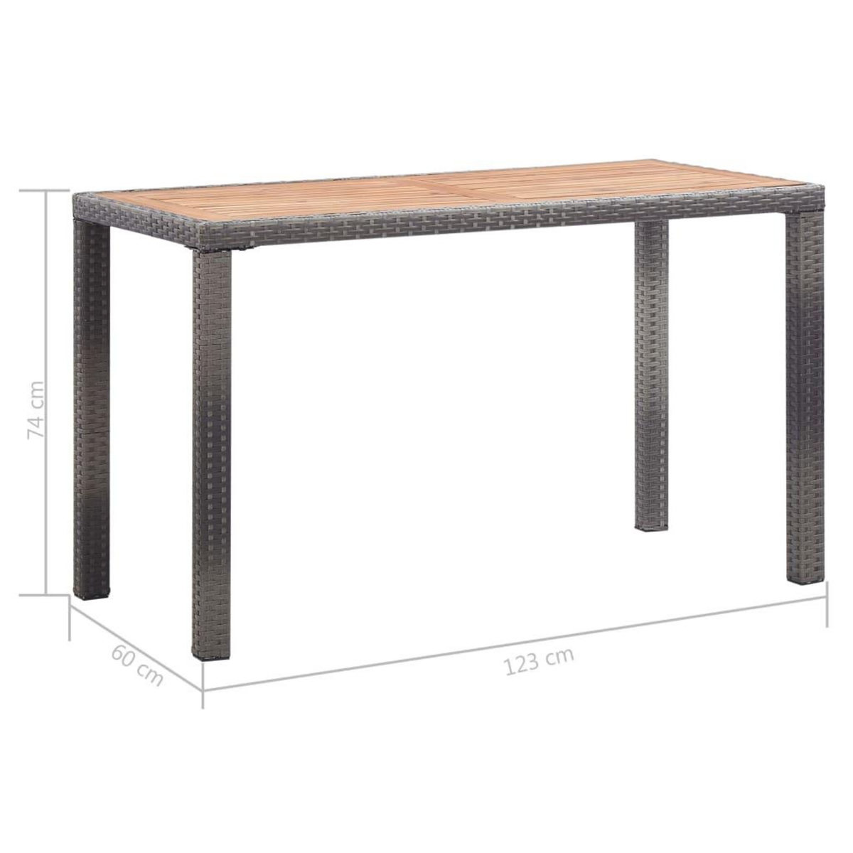 VIDAXL Table de jardin Anthracite et marron 123x60x74 cm Bois d'acacia