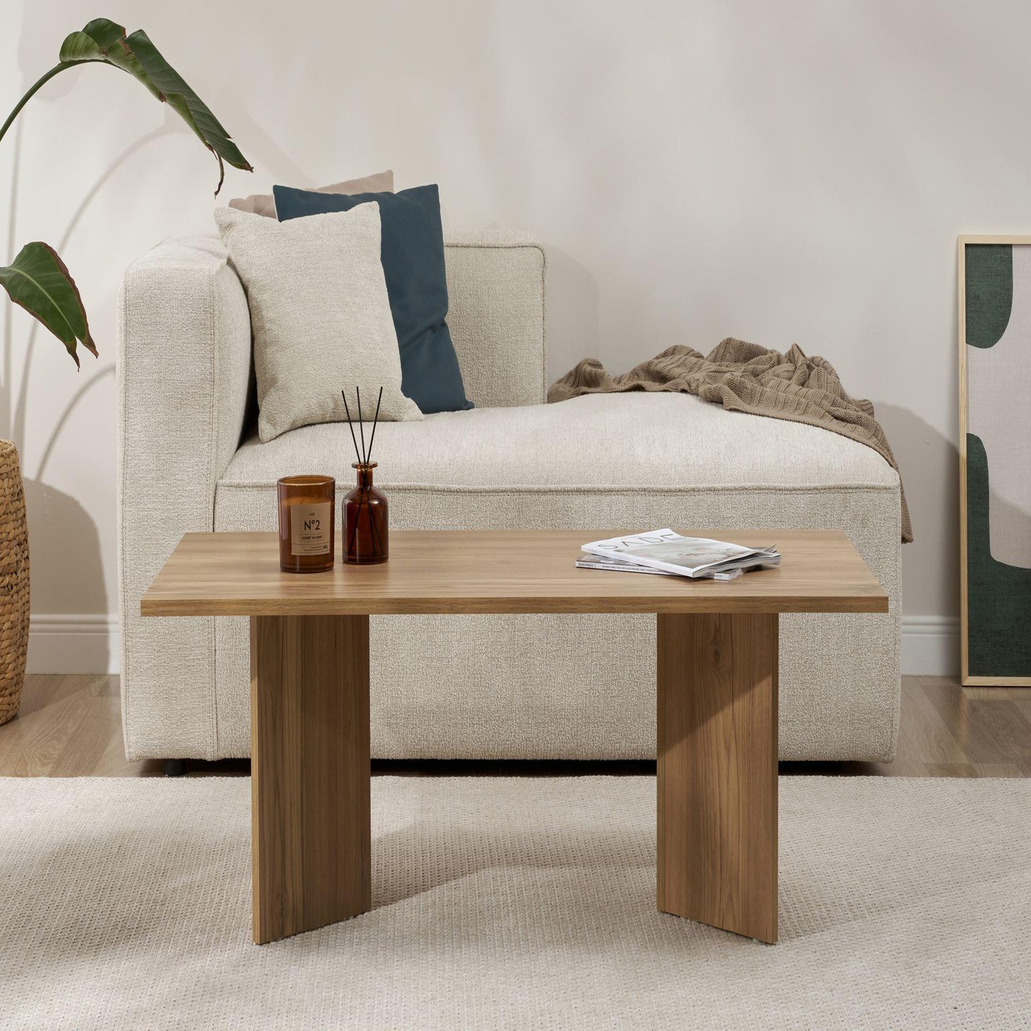 Voir la diapositive 3 : Habitat et Jardin Table basse en bois  sabin  - 60 x 119 x 40 cm - chêne