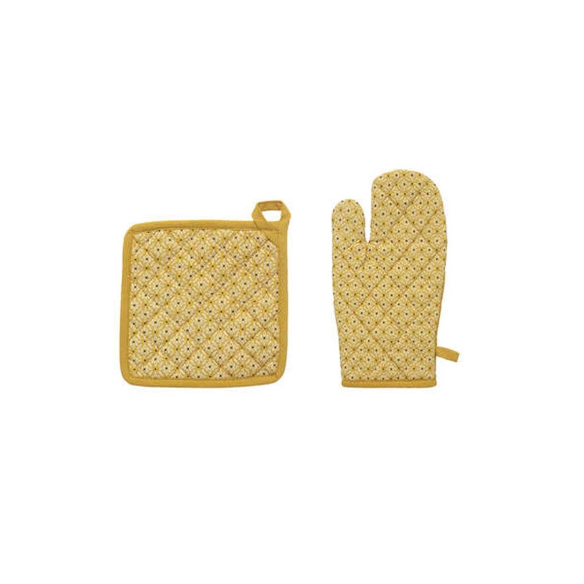 ATMOSPHERA Gant & manique imprimé  paty  32cm jaune ocre