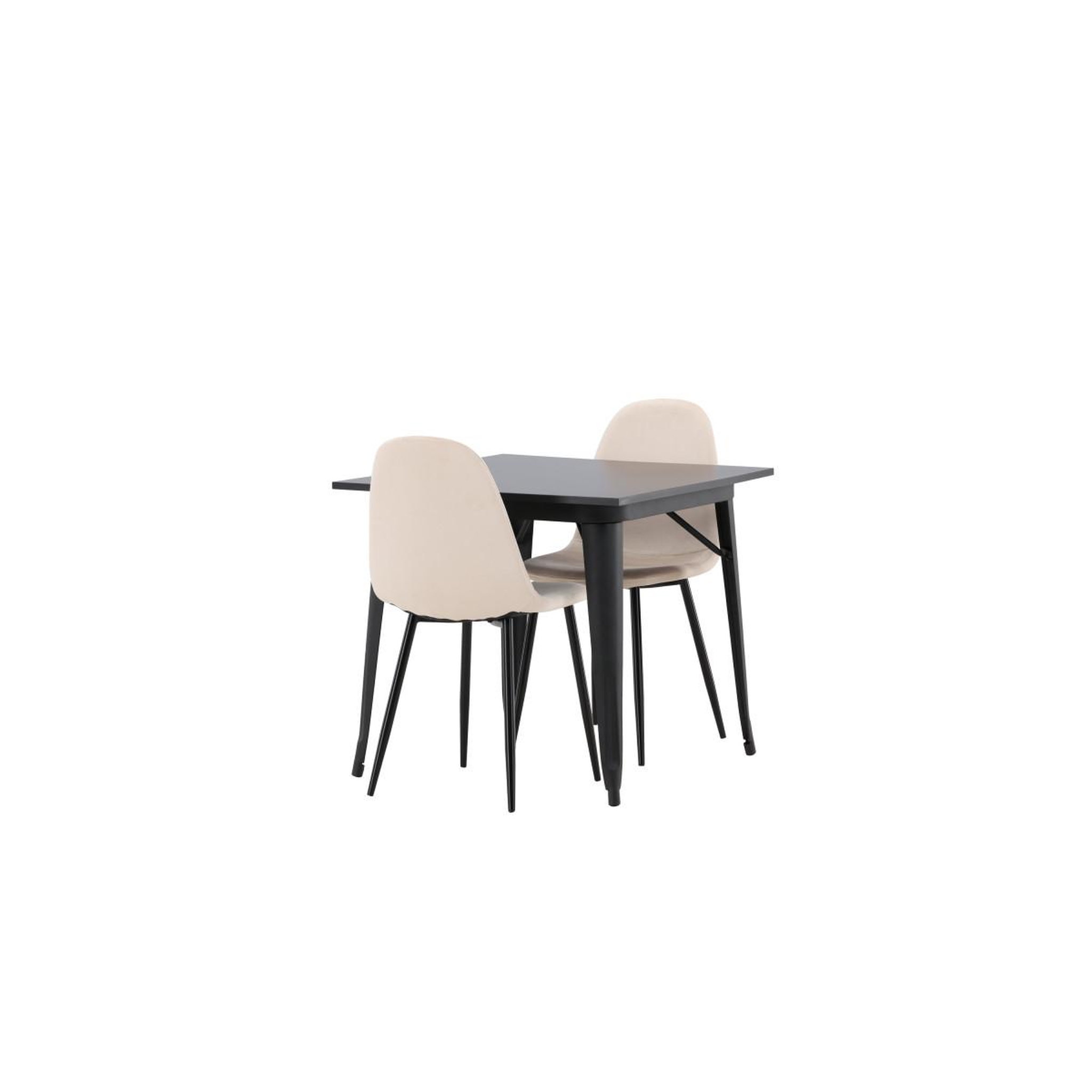 Voir la diapositive 4 : Paris Prix Ensemble table à manger & 2 chaises  tempe & polar  80cm noir & beige
