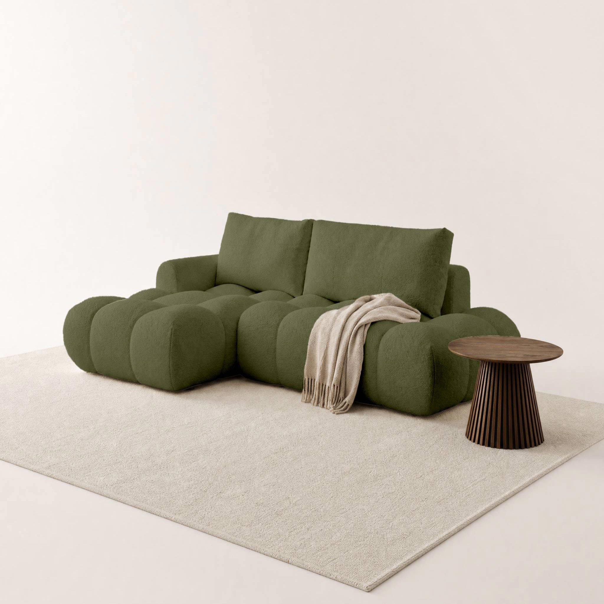Voir la diapositive 2 : BEST MOBILIER Yulin - canapé d'angle ouvert gauche 4 places convertible avec coffre en tissu bouclette