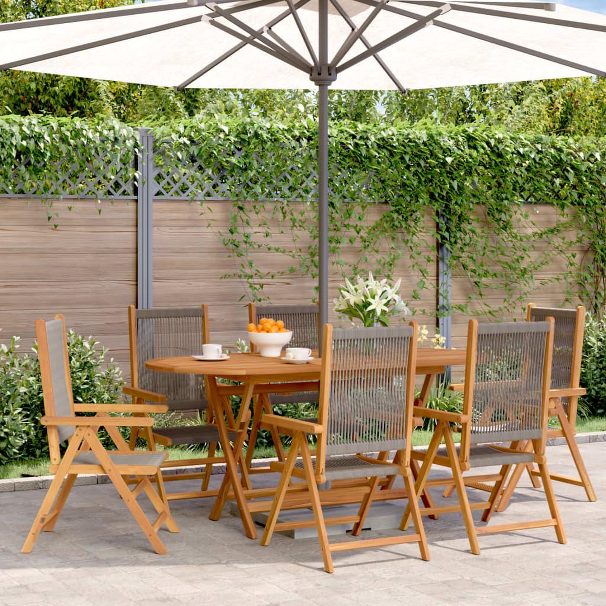 VIDAXL Chaises inclinables de jardin lot de 6 gris bois massif acacia