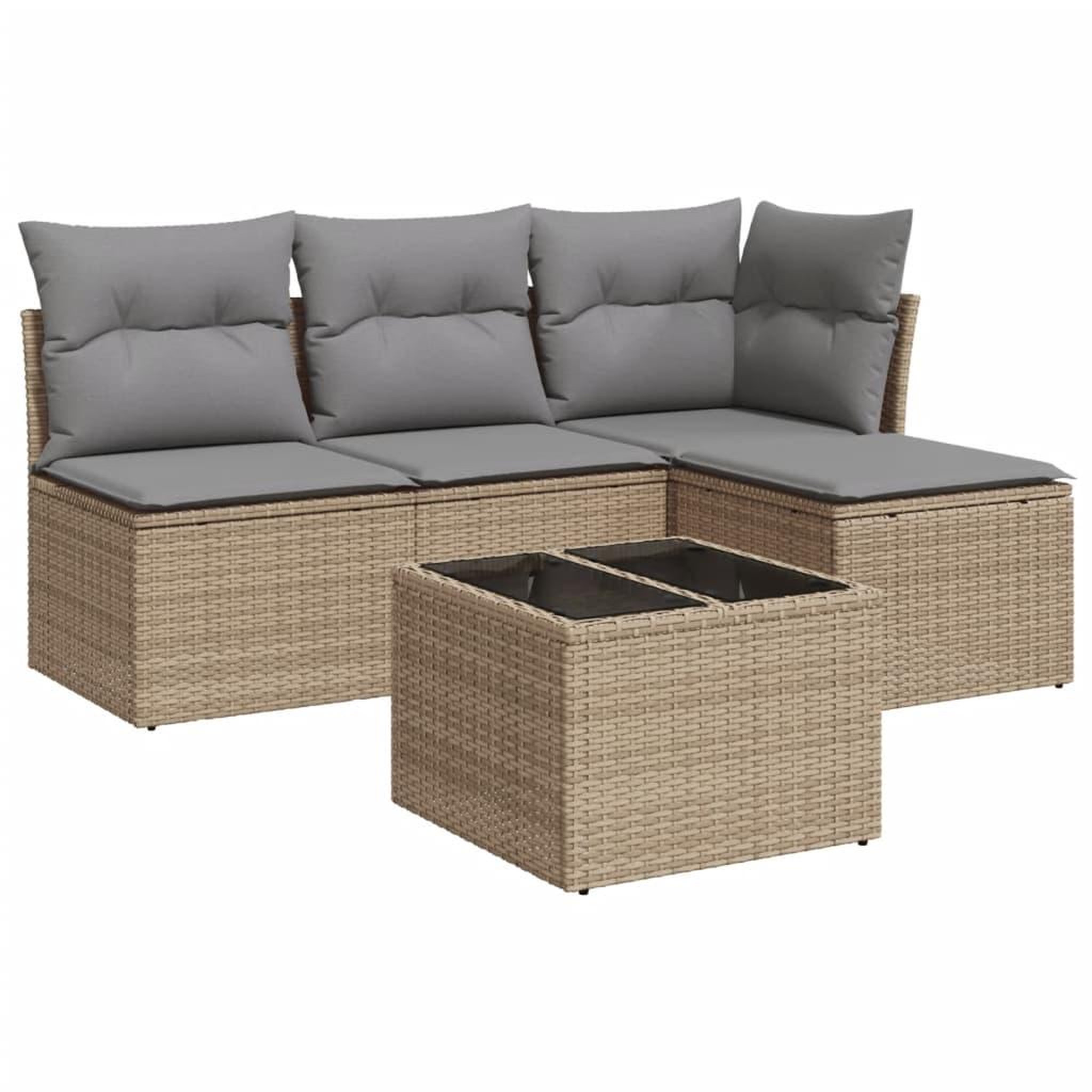 Voir la diapositive 2 : VIDAXL Salon de jardin avec coussins 5 pcs beige resine tressee