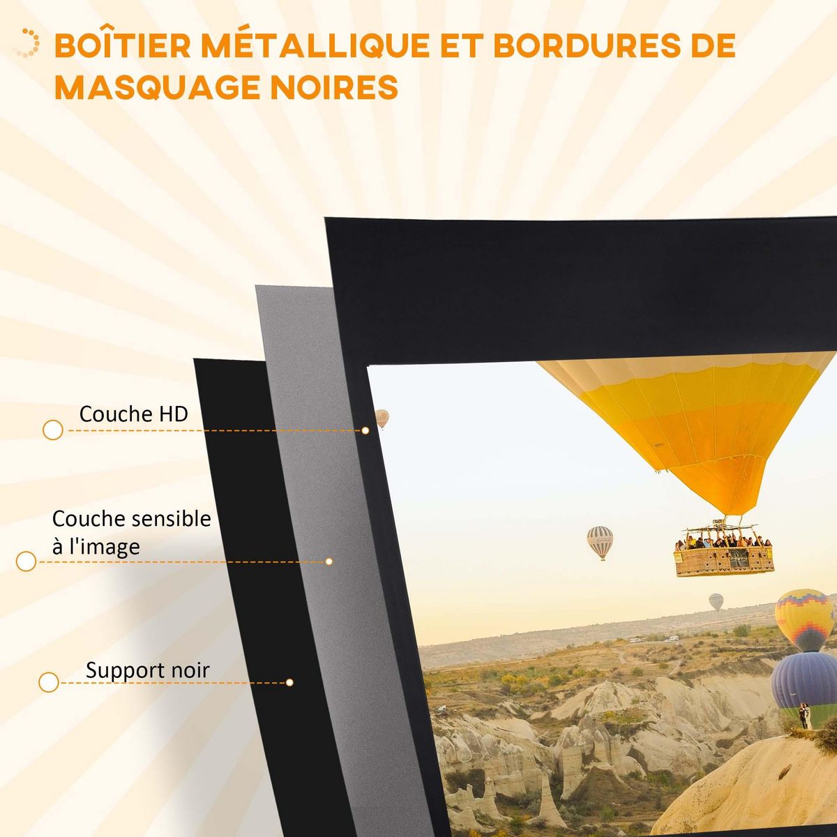 HOMCOM Écran de projection avec support trépied réglable en hauteur home-cinéma vidéo projecteur format 16:9 4K HD 84 pouces noir