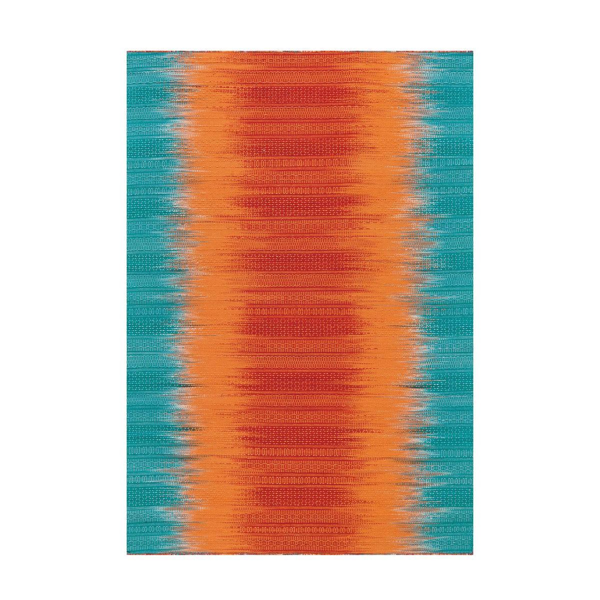 Voir la diapositive 1 : Paris Prix Tapis en Laine Tissé Fait Main  Sunset  Orange & Bleu