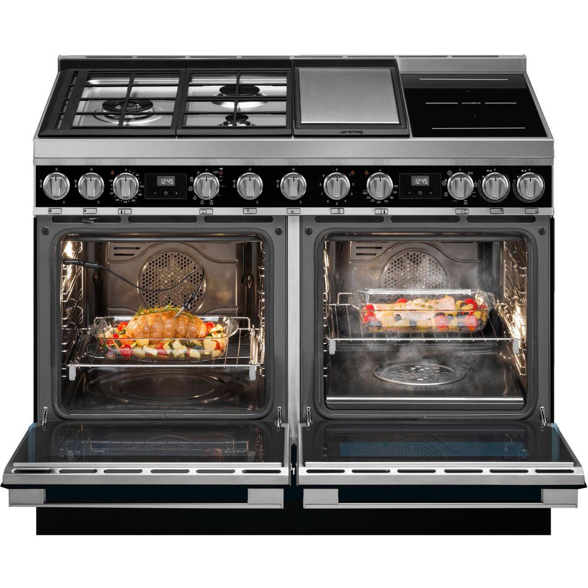 Voir la diapositive 4 : SMEG Piano de cuisson mixte cpf120igmpbl