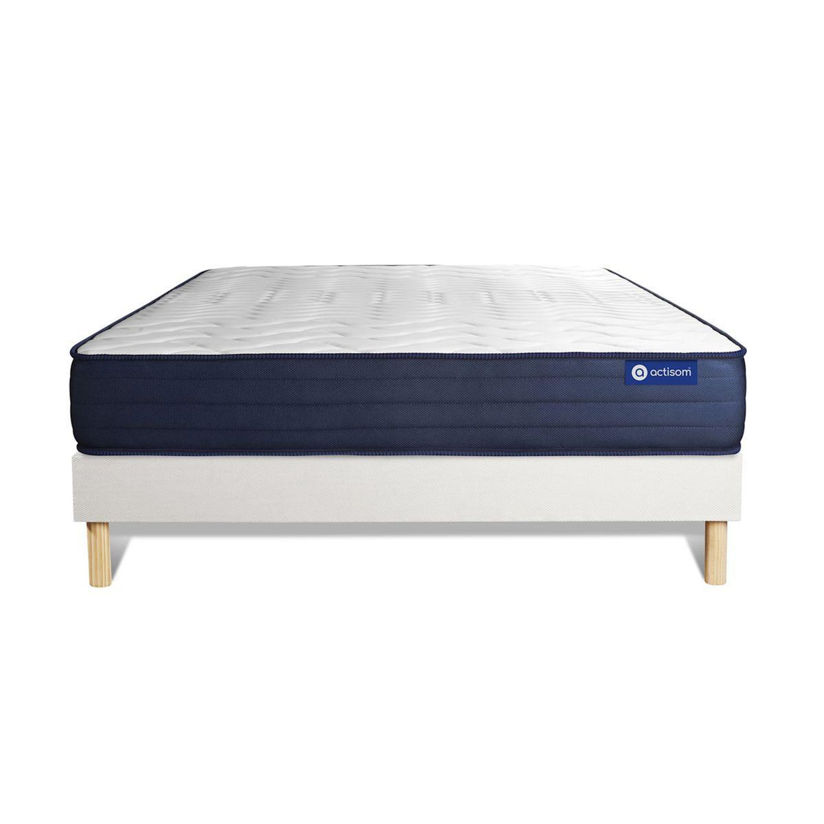 ACTISOM Ensemble matelas ACTIMEMO LIFE 140x200 Mémoire de forme 5zones de confort + sommier KIT blanc