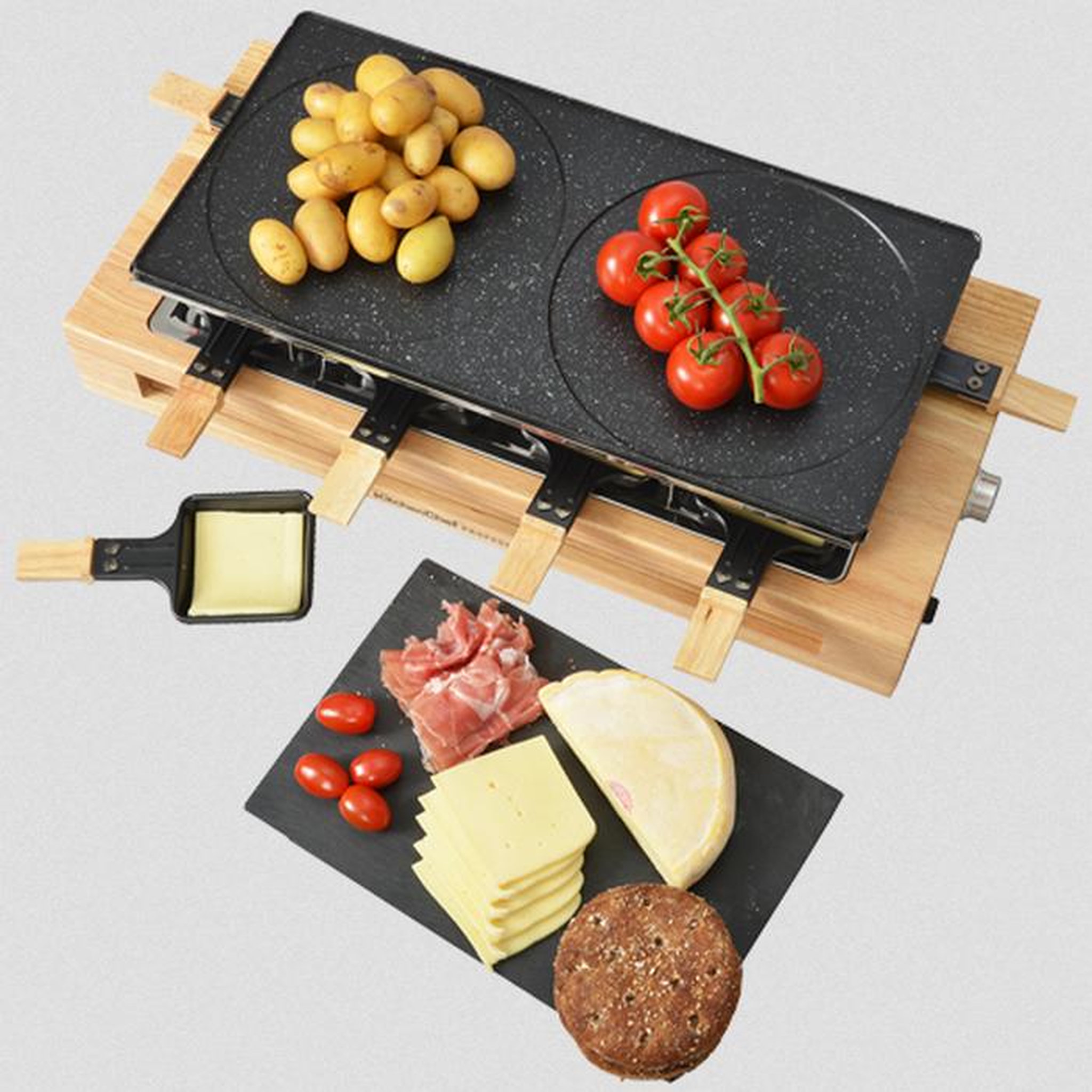 Voir la diapositive 3 : Kitchen chef Appareil à raclette 8 personnes 1500w - KCWOOD8MAXI