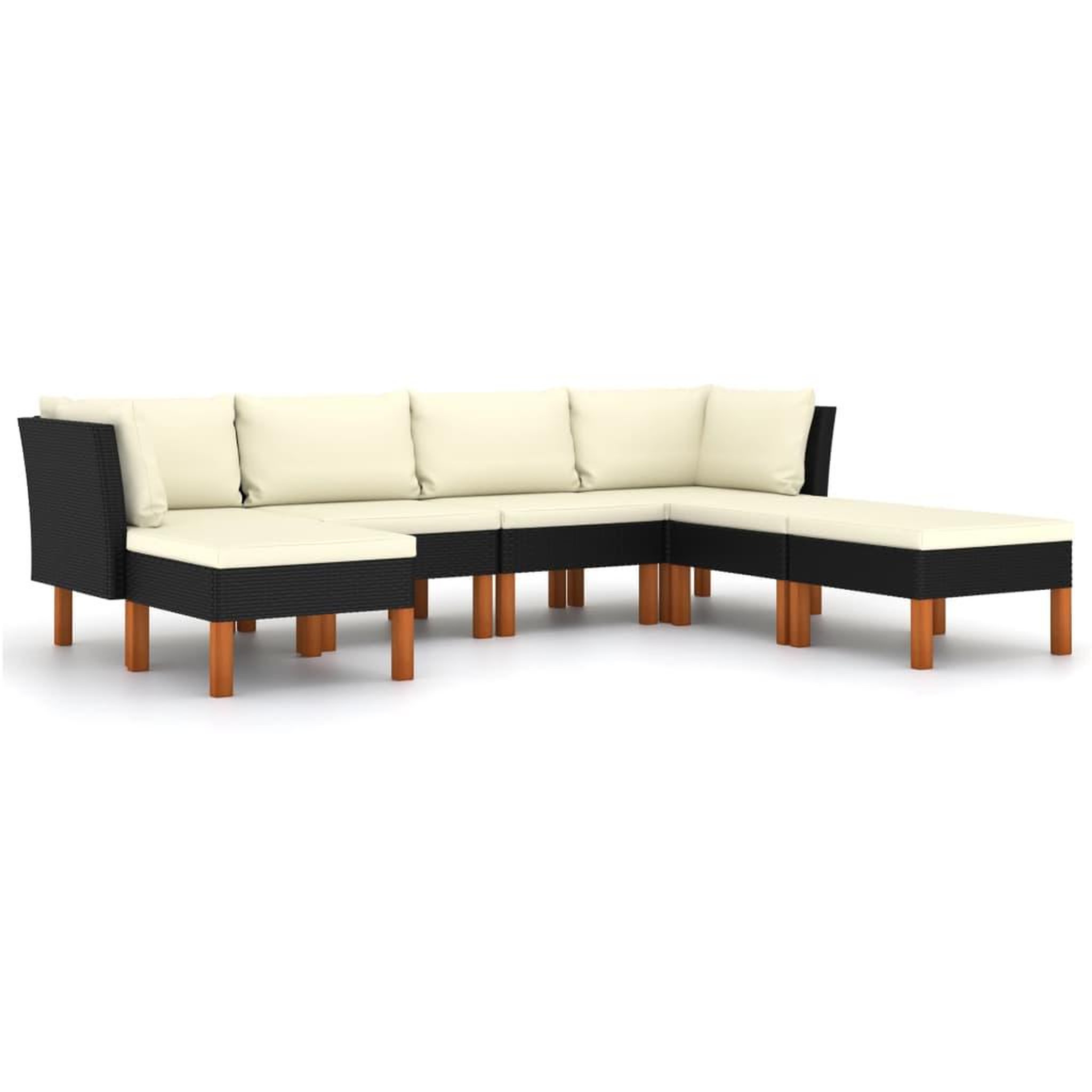 Voir la diapositive 2 : VIDAXL Salon de jardin 7 pcs avec coussins Resine tressee Noir