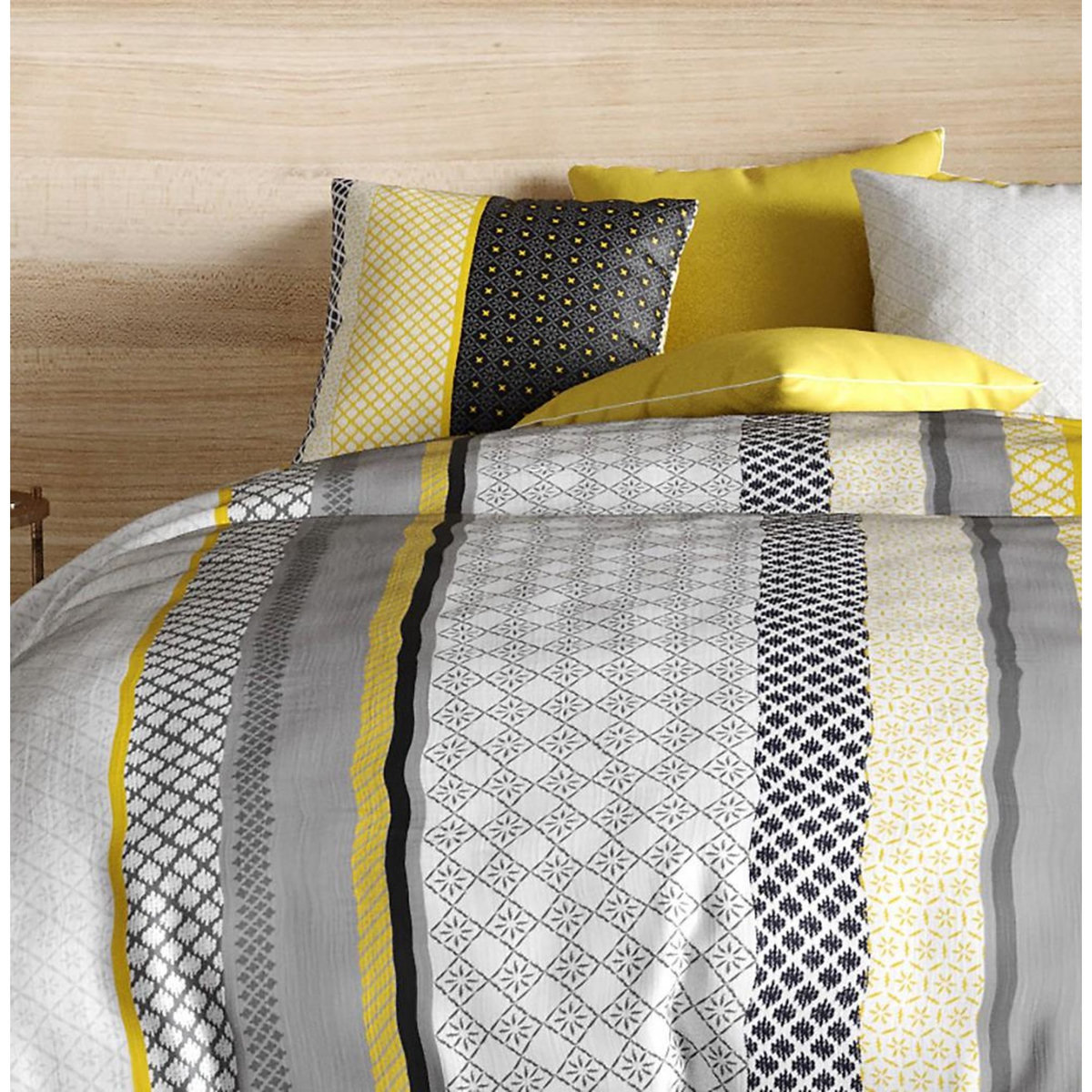 ATELIER DU COTON Parure housse de couette 100% coton 57fils, lumi