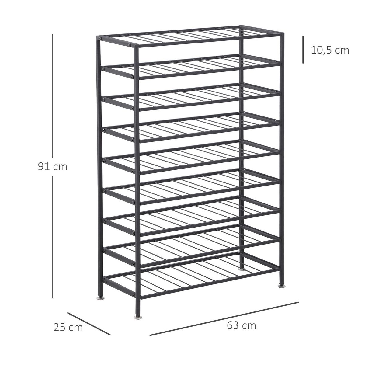 HOMCOM Étagère à vin rack pour bouteilles range-bouteilles capacité 54 bouteilles dim. 63L x 25l x 91H cm métal noir