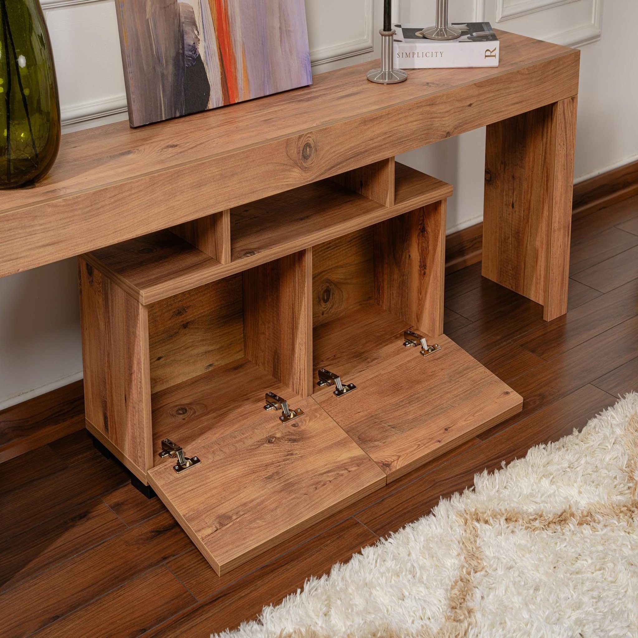 Voir la diapositive 4 : Habitat et Jardin Meuble tv en bois  enclave  - 180 x 31 x 50 cm - marron