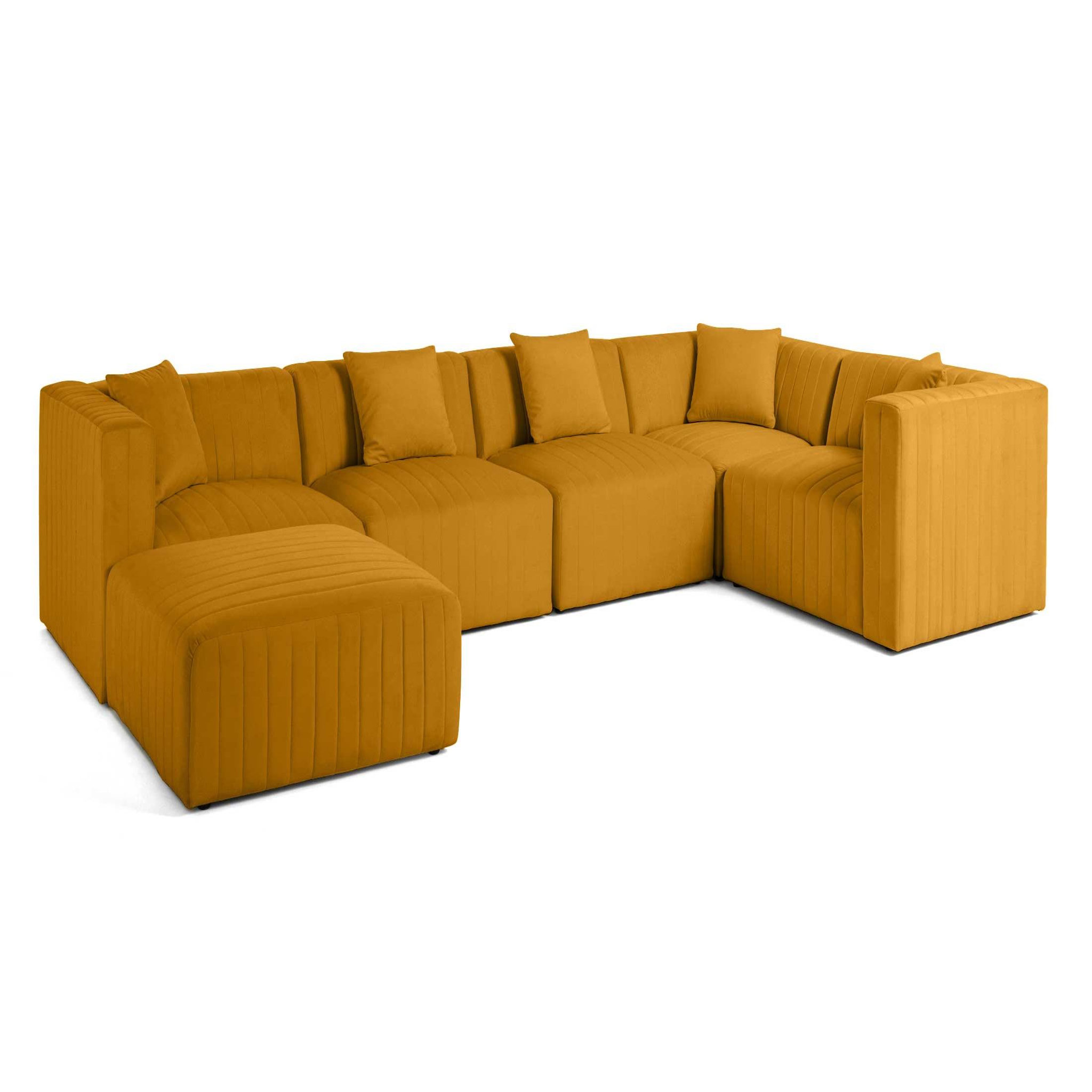 Voir la diapositive 3 : LISA DESIGN Nova - canapé modulable d'angle réversible - 6 places - avec pouf d'appoint - en velours