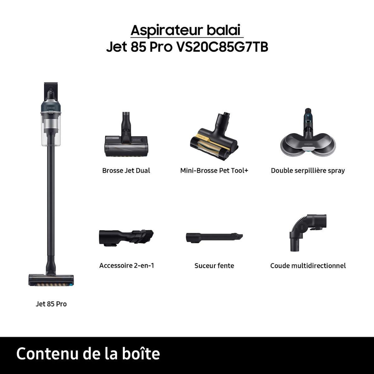 Samsung Aspirateur balai Jet 85 Pro Bleu VS20C85G7TB