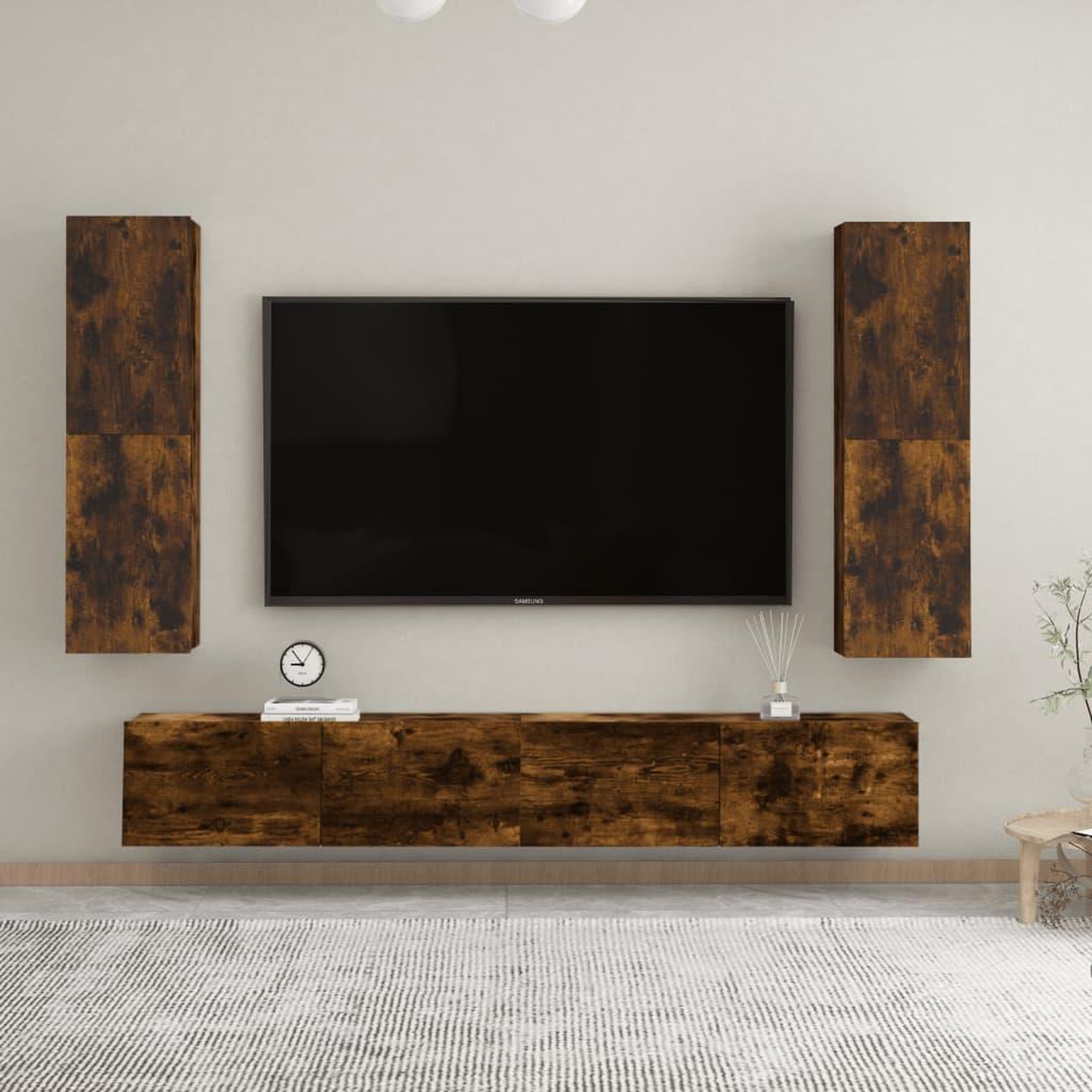 Voir la diapositive 1 : VIDAXL Meubles TV muraux 2 pcs Chene fume 30,5x30x110 cm
