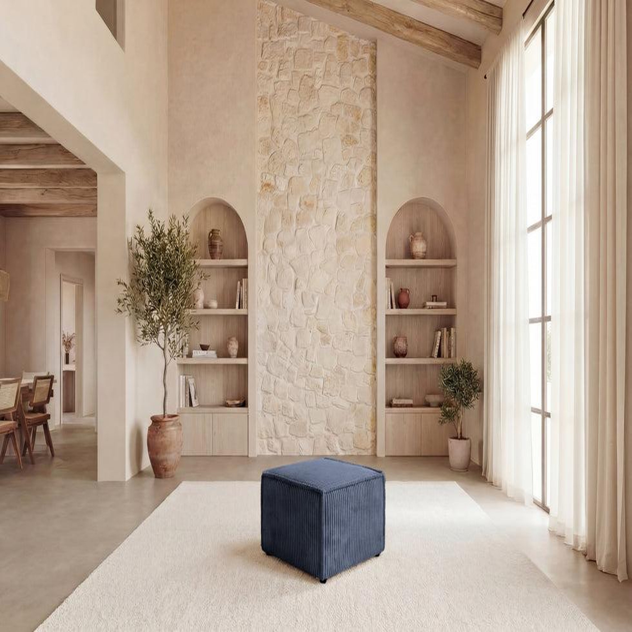Voir la diapositive 2 : CASANOVA PARIS Laria - pouf gros velours côtelé