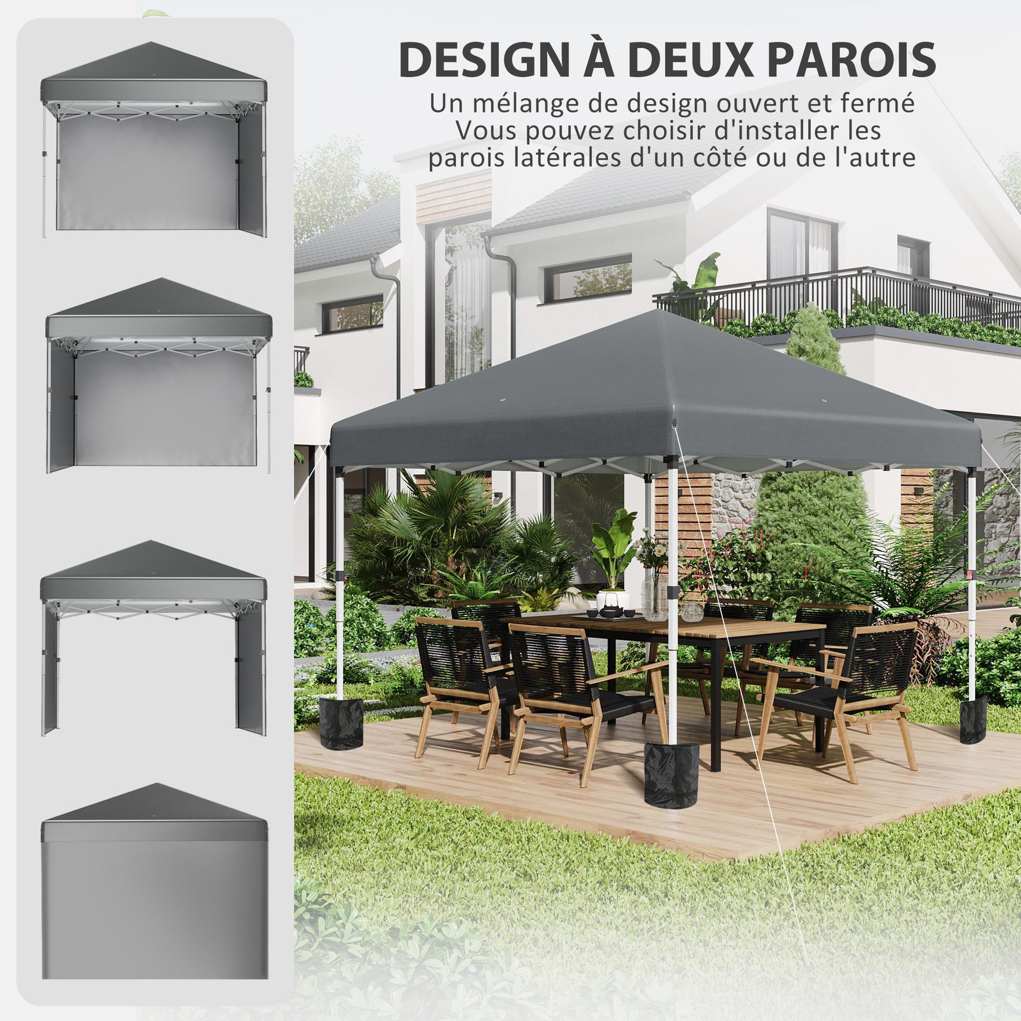 Voir la diapositive 4 : OUTSUNNY Tonnelle barnum pop-up UV 30+ sac transport inclus anthracite
