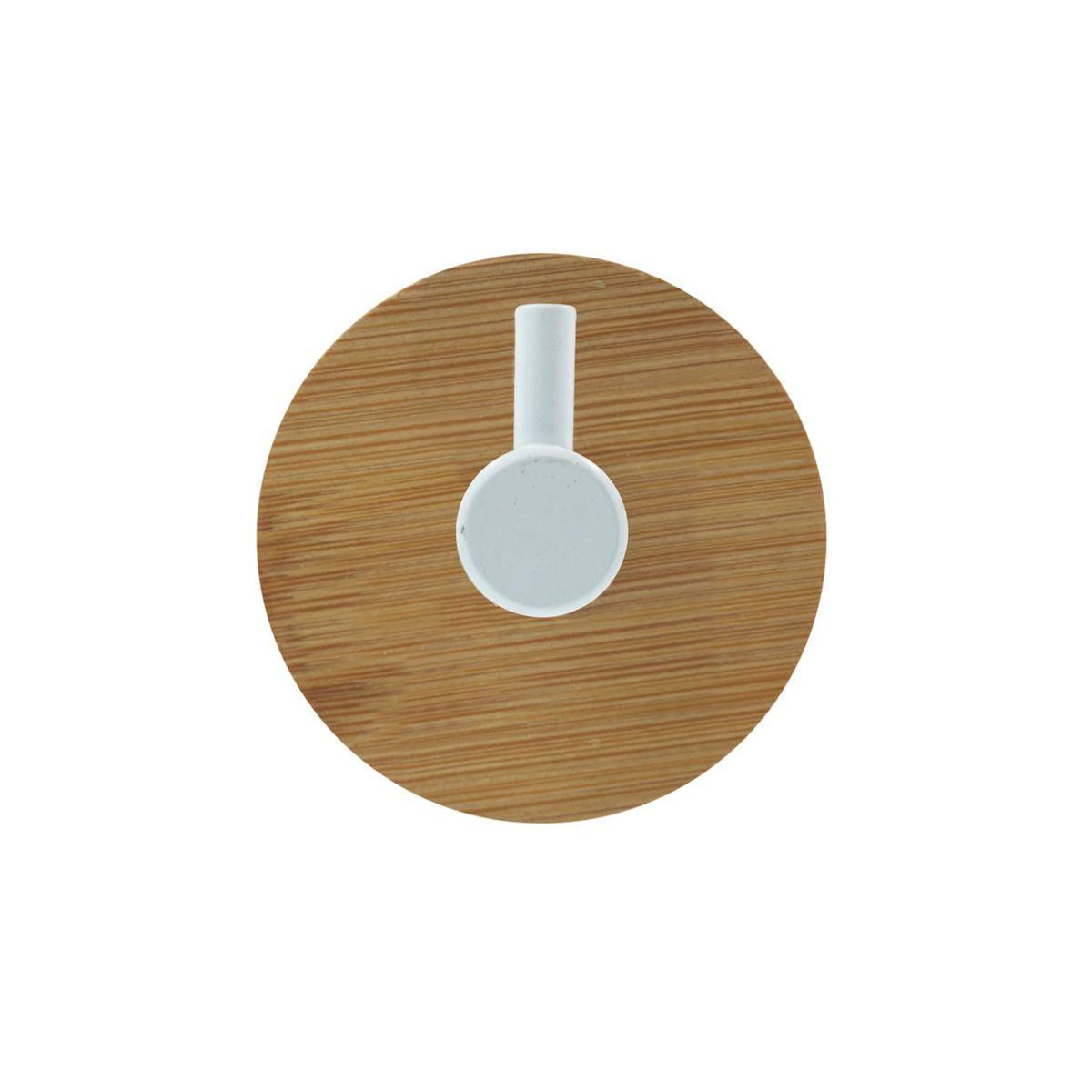Paris Prix Lot de 2 Patères Adhésives en Bambou  Fixeo  5cm Naturel & Blanc