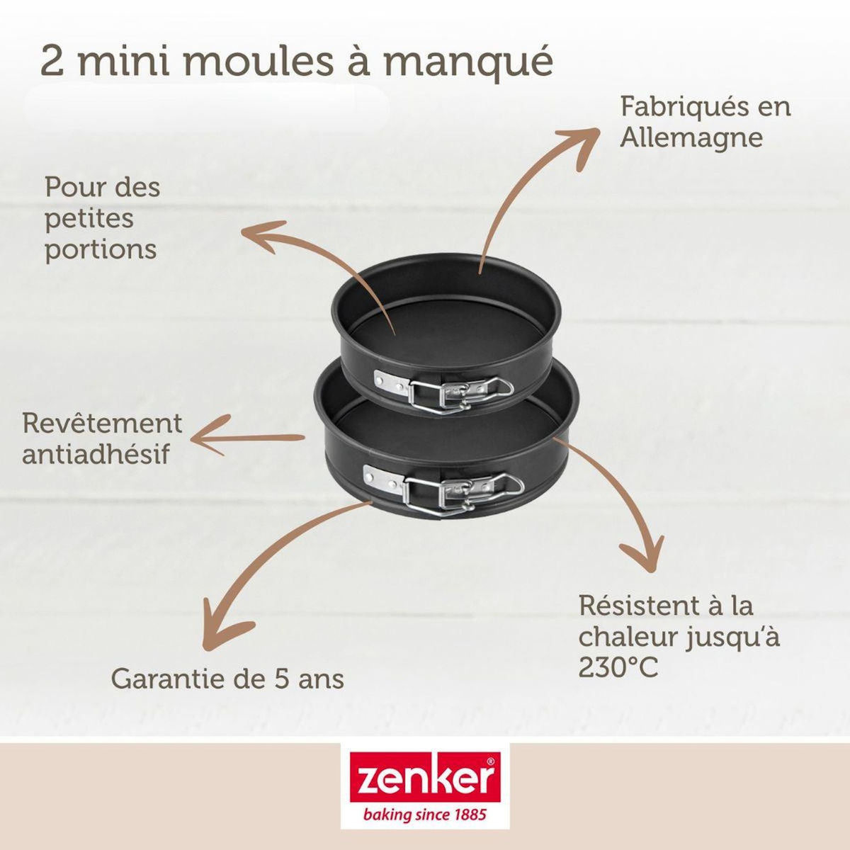 ZENKER Lot de 2 mini moules à manqué à charnière de 12 cm et 16 cm Zenker Special Mini