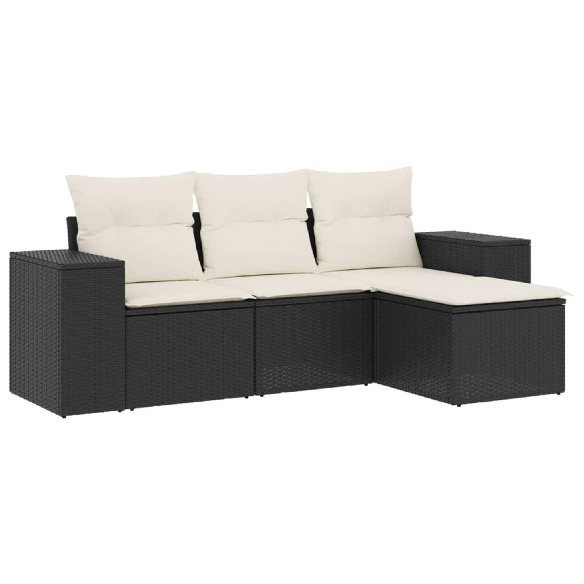 Voir la diapositive 2 : VIDAXL Salon de jardin 4 pcs avec coussins noir resine tressee