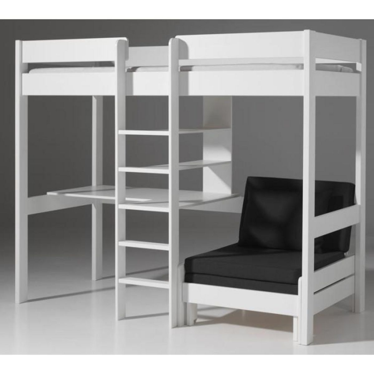 Paris Prix Lit Mezzanine Avec Fauteuil  Pino  90x200cm Blanc