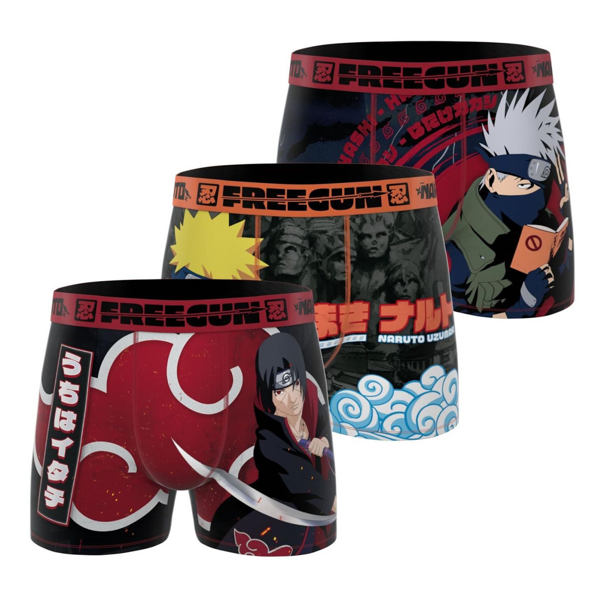 FREEGUN Lot de 3 boxers homme Naruto Classic