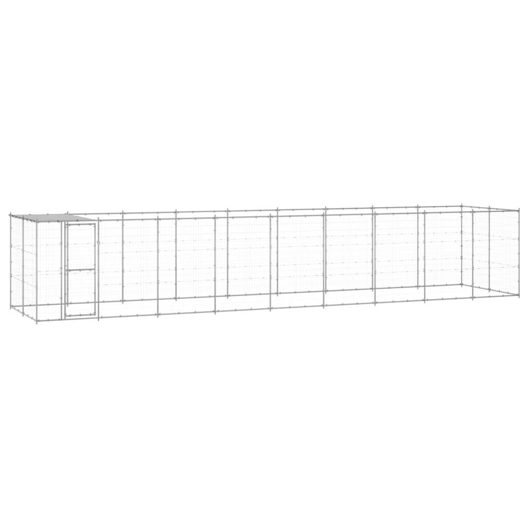 VIDAXL Chenil exterieur Acier galvanise avec toit 21,78 m²
