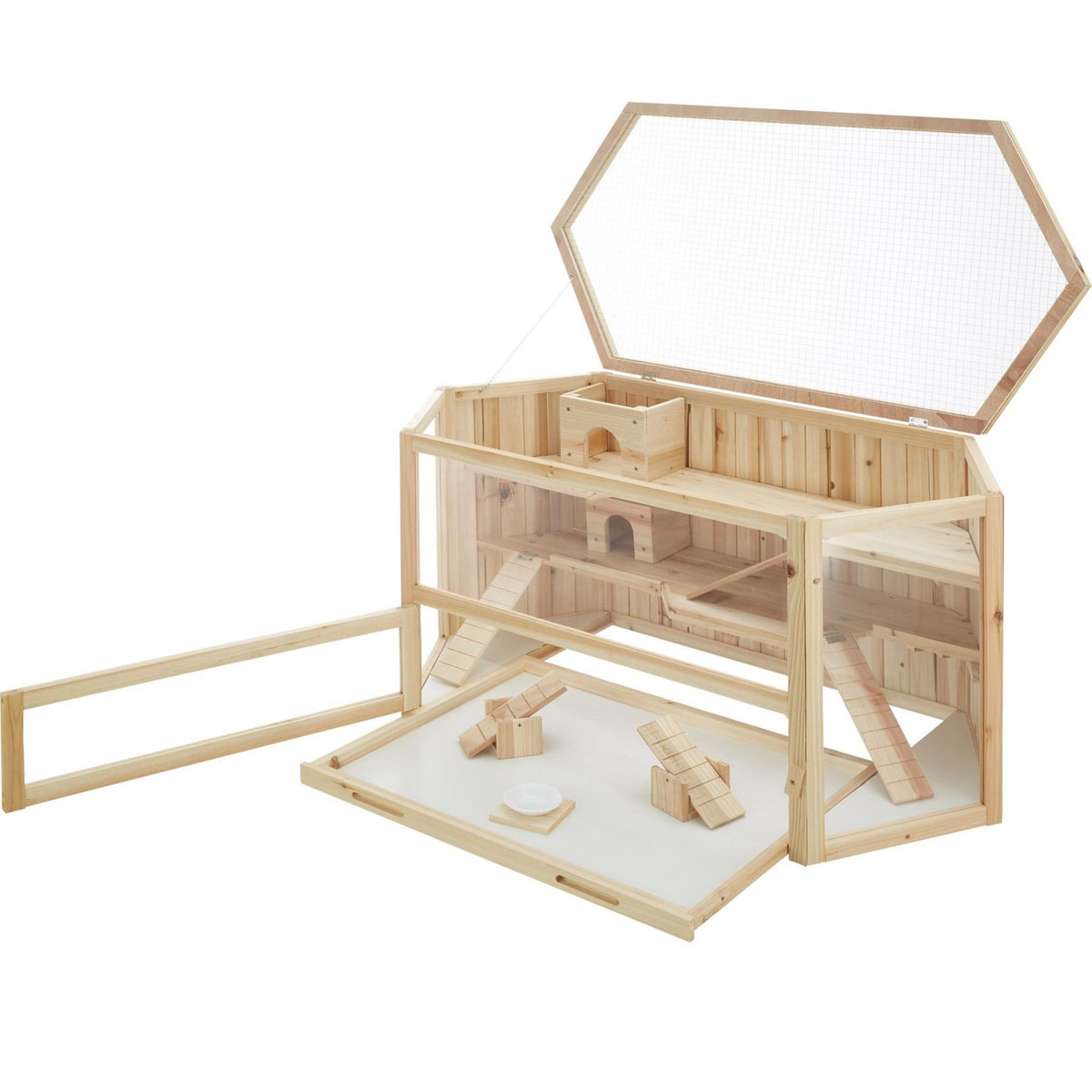 tectake Clapier pour petits rongeurs en bois marron