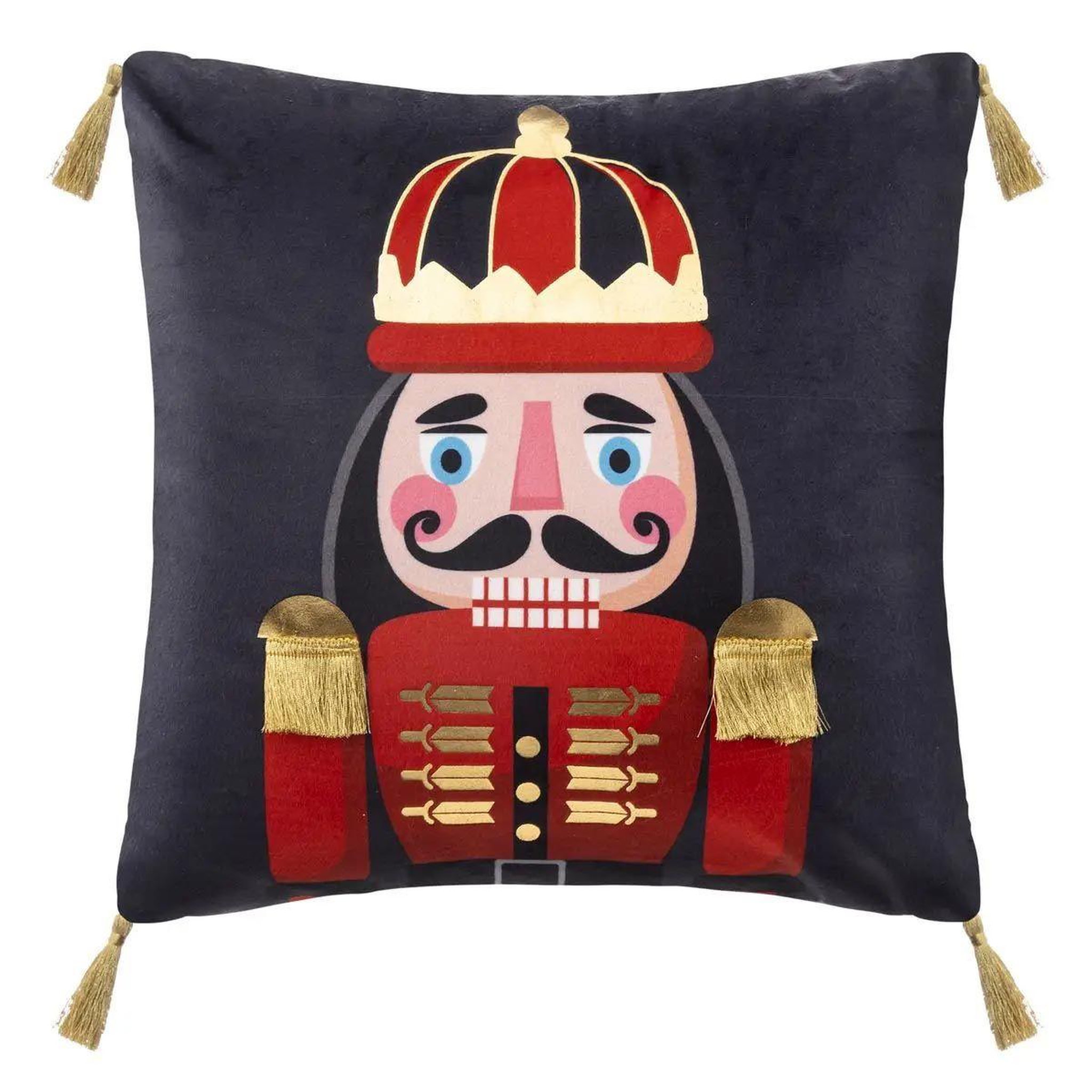 ATMOSPHERA Coussin casse noisette  soir de noël  40x40cm bleu