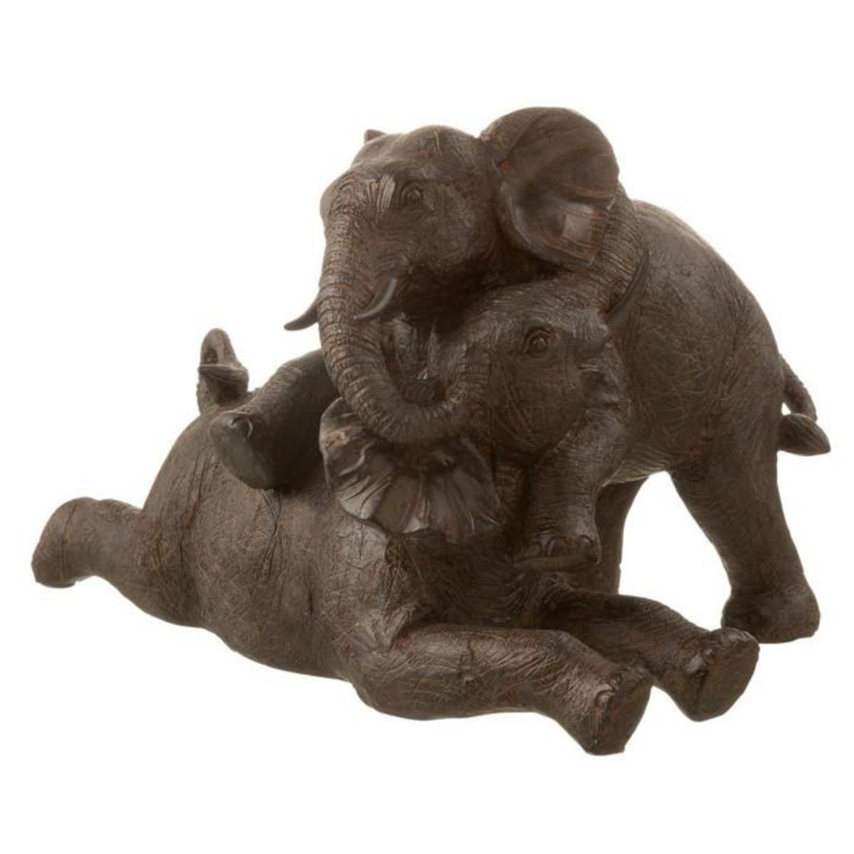 Paris Prix Statuette Déco  Couple d'Éléphant  35cm Marron