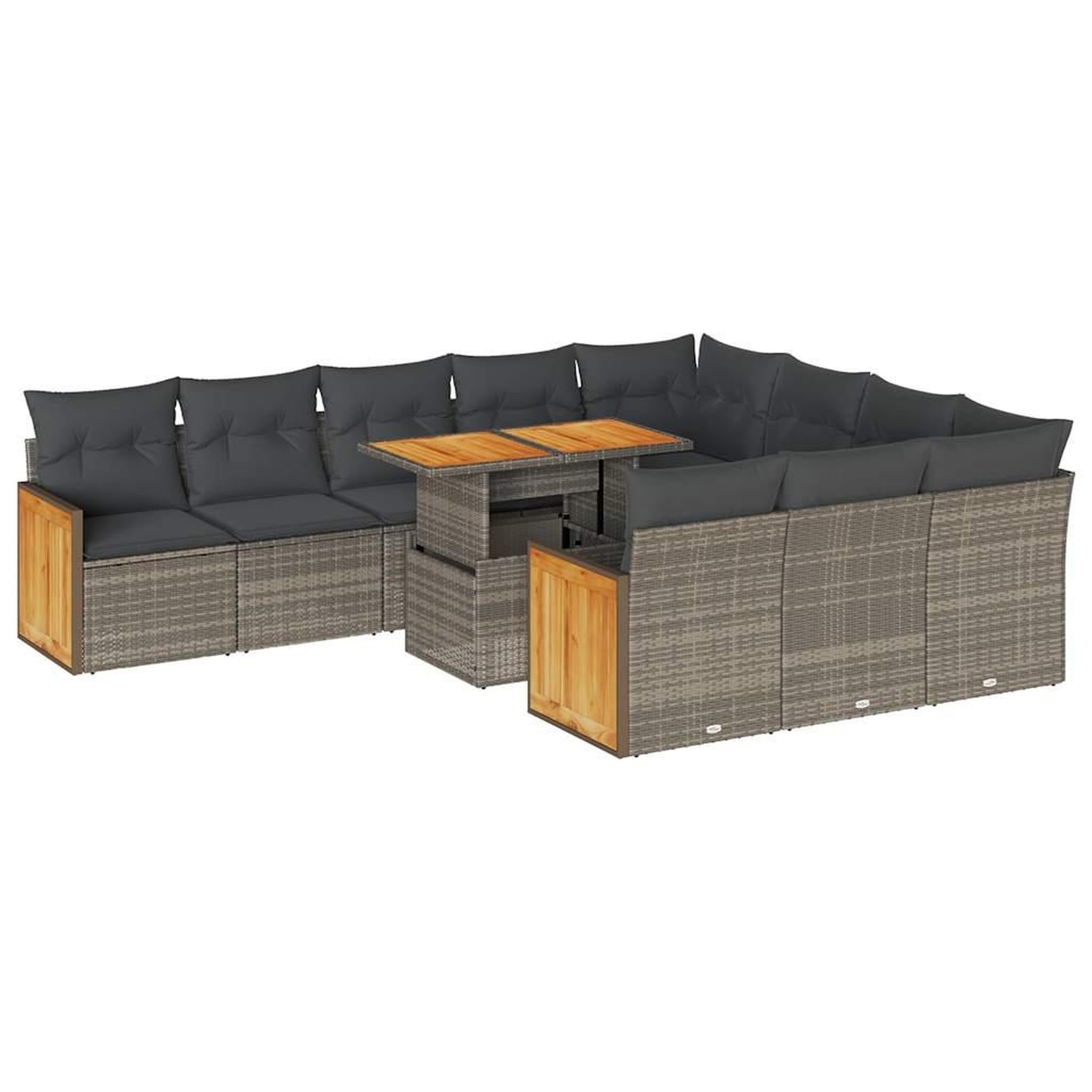 Voir la diapositive 2 : VIDAXL Ensemble de canapes de jardin 11 pcs et coussins rotin acacia