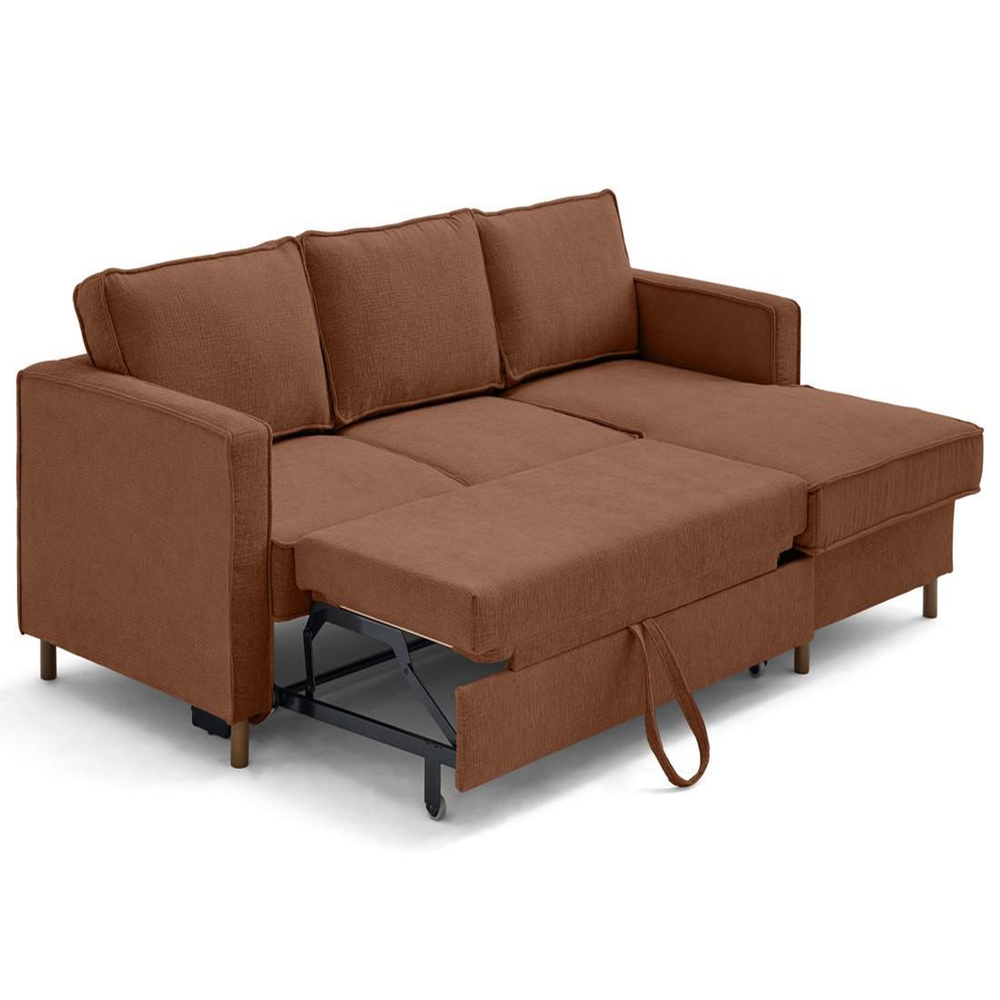 Voir la diapositive 2 : LISA DESIGN Jake - canapé d'angle droit 4 places convertible avec coffre en tissu velours relief