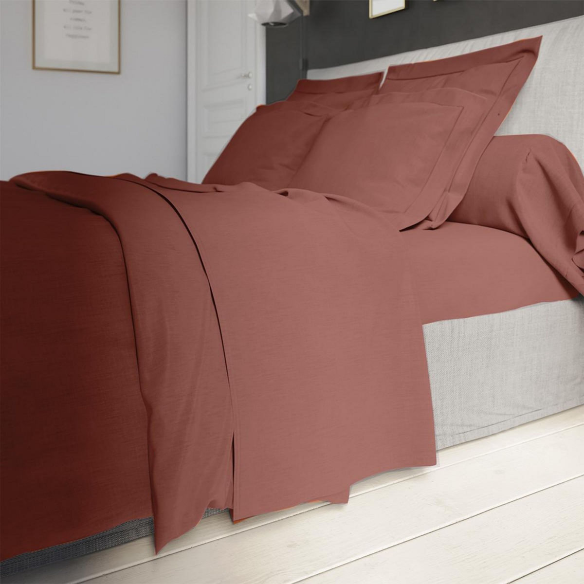 DODO Drap plat Influence Percale Brique