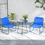 Voir la diapositive 2 : OUTSUNNY Ensemble salon de jardin 3 pcs 2 fauteuils et table ronde bleu