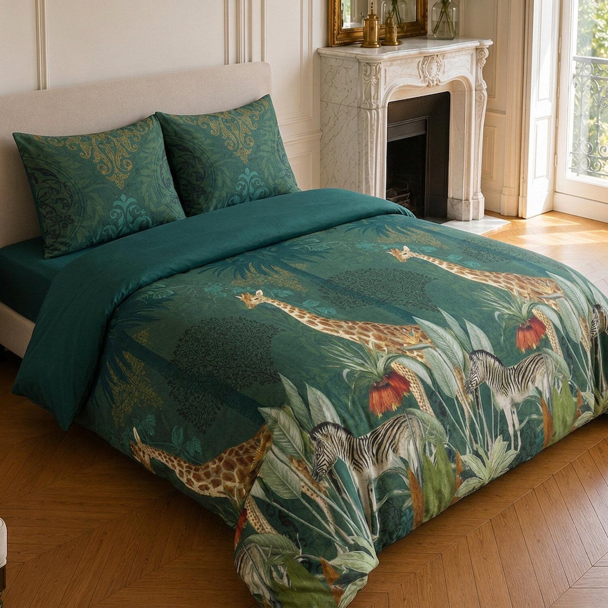 Voir la diapositive 2 : Home collection Parure housse de couette imprimée 100% coton 57 fils - zambi - 260x240 cm