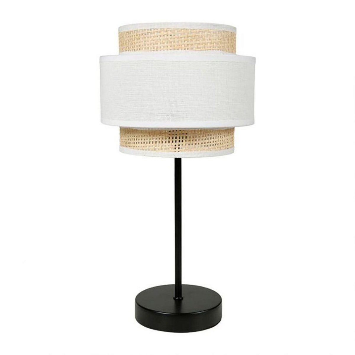OSTARIA Lampe abat-jour papier rotin 3 niveaux blanc